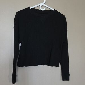 💥Buy2Get1Free💥A&F Black Cropped Ribbed Long Sleeve